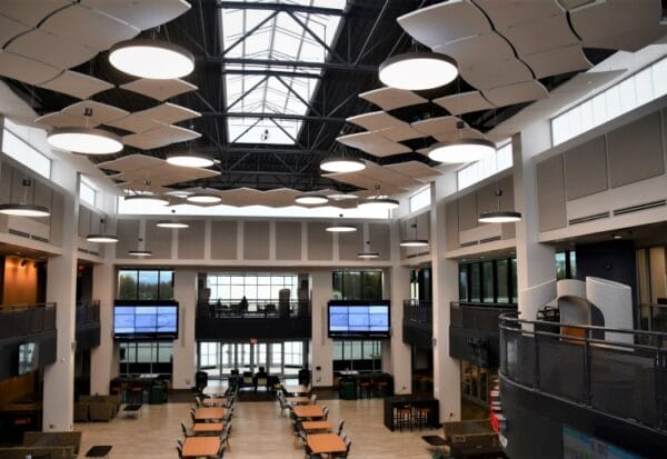 A view of the atrium from the second floor in the Learning.