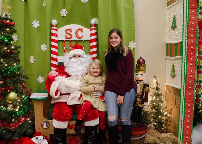 Santa Claus has his very own living room in the gingerbread village.