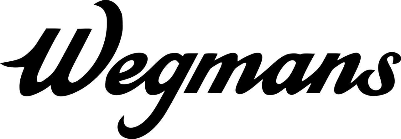 The image shows the Wegmans logo, featuring the word Wegmans in a stylized, cursive black font on a transparent background.