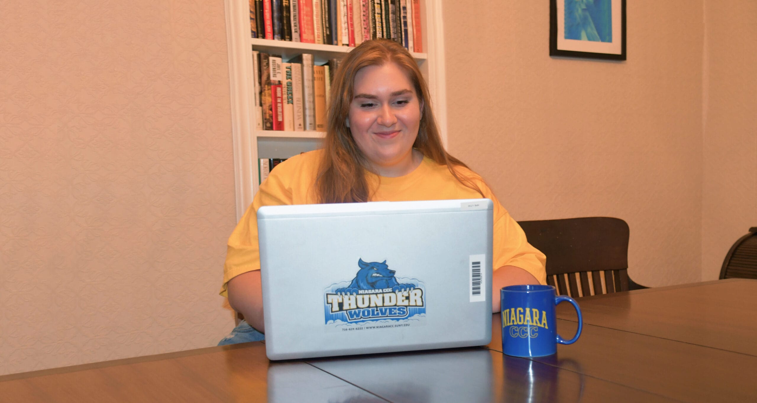 Student on laptop at home