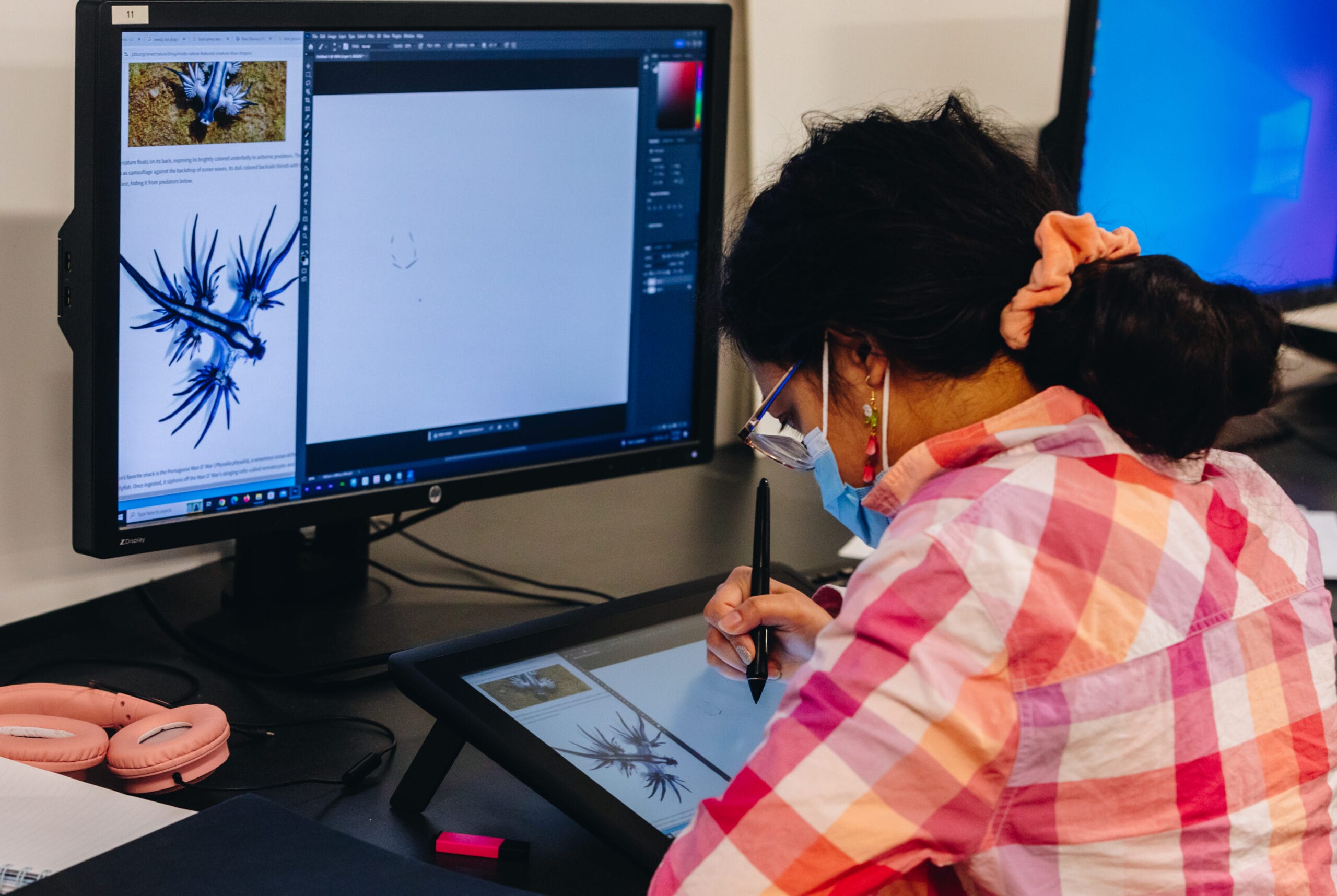 Student working at computer