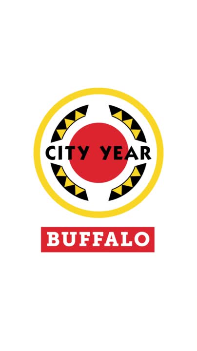 City Year Buffalo logo with a red circle surrounded by a yellow ring featuring black and yellow triangles, CITY YEAR text in the center, and BUFFALO in bold white letters on a red rectangle below.