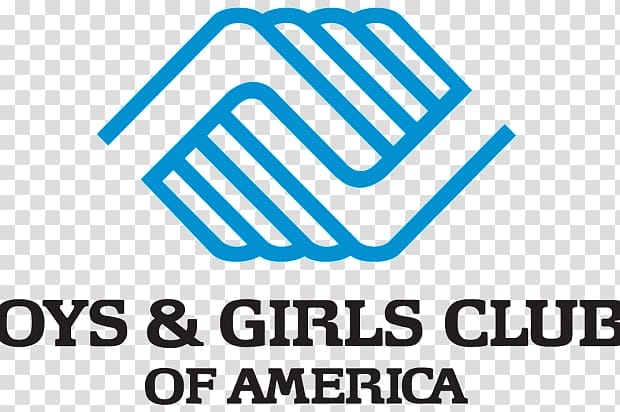Logo of the Boys & Girls Club of America featuring two blue outlined hands interlocking above the organizations name in bold black text on a transparent background.