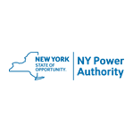 Logo of the NY Power Authority featuring an outline of New York State, the words NEW YORK STATE OF OPPORTUNITY on the left, and NY Power Authority on the right in blue text.