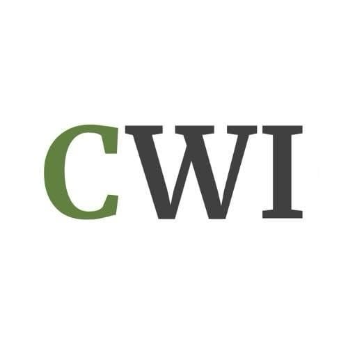 The image shows the letters CWI in a serif font on a white background. The letter C is green, while W and I are black—perfect for highlighting the upcoming SUNY Niagara Cannabis Conference: Save the Date January 2025.