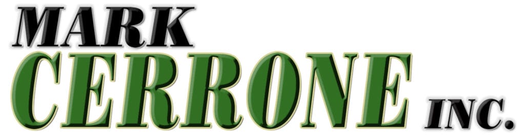 Logo with the words MARK CERRONE INC.—MARK and INC. in black font, CERRONE in large green letters with a gold outline, on a white background.
